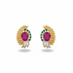 Nandini | Floral Leaf Kemp Studs in Antique Matte Gold - GM-ND-EAR-004-A