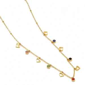 Zing | Dainty Multi-Charm Anti-Tarnish Necklace in 18k Gold PVD Stainless Steel - Heart & Star Variants