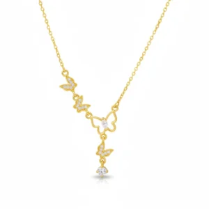 Zing | Dainty Zircon Butterfly Anti-Tarnish Drop Necklace in 18k Gold PVD Stainless Steel