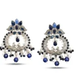 Twin Peacock "Mayur" Motif Chandelier Earrings in Oxidized Silver